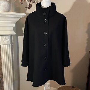 NWOT - Ann Taylor - black coat/poncho with one button side closure. Size M/L
